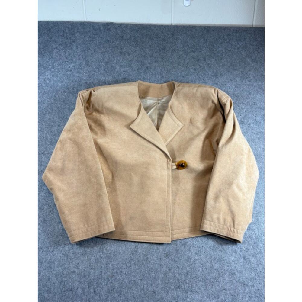 VTG Alfreda Mozzelice Crop Suede Jacket Women Large Old Money Minimalist 80s 90s - Picture 3 of 8